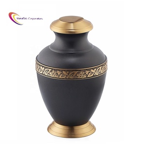 Golden Floral Band Cremation Urns New Shape Brass Handmade Memorial <b>Ashes</b> <b>Keepsake</b> High Quality Metal Funeral Jars Low Price Urn - Product Image 2