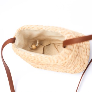 Hand-Woven <b>Straw</b> and Water Hyacinth <b>Bag</b> - Fashionable Oval Shape - Handmade Crossbody <b>Bag</b> with Canvas Lining and Drawstring - Product Image 2