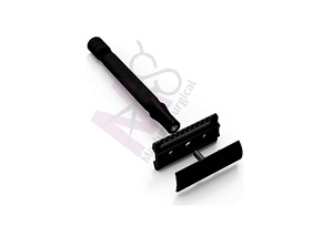 มีดโกนสแตนเลสปลอดภัยสำหรับกำจัดขนอุปกรณ์โกนหนวดแบบเปียกใบมีดเดี่ยวสีดำปรับแต่งโลโก้ได้ตามต้องการ - Product Image 4