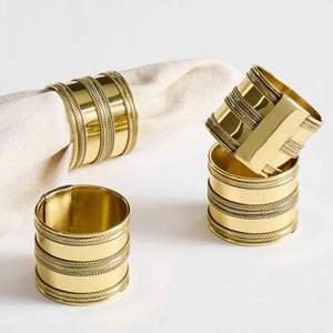 Gold Metal Etched Napkin Rings Bulk Elegant Handmade Brass Napkin Holder For Wedding <b>Table</b> Decoration Hotel Banquet And Home - Product Image 1