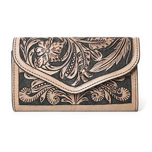 Women's Hand Tooled Leather Trifold <b>Wallet</b> <b>RFID</b> Cowhide Clutch <b>Wallet</b> Floral Tassel Western <b>Wallet</b> OEM Supplier - Product Image 1