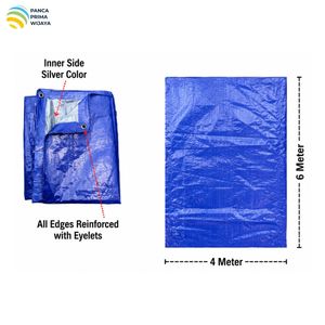 High Quality Blue Silver PE Tarpaulin <b>Sheet</b> 4x6m 90 GSM Waterproof UV Resistant <b>Plastic</b> Tarp Cover with Eyelets - Product Image 3