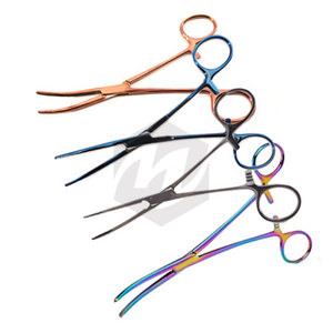 คีมหนีบห้ามเลือดสำหรับผ่าตัด ใช้ได้ทั้งทางทันตกรรมและสัตวแพทย์ อุปกรณ์การแพทย์คุณภาพสูง คีมคาร์มัลต์โค้ง ขนาด 6 1/4 นิ้ว เคลือบสี - Product Image 4