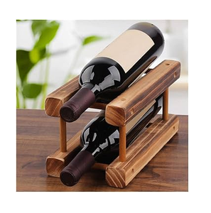 Support mural en bois pour bouteilles de vin, avec porte-bouteilles et porte-verres, accessoire de bar rustique - Product Image 3