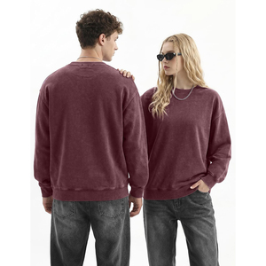 Sudadera de cuello redondo extragrande negra con lavado ácido para hombre, estilo vintage, manga larga, OEM ODM, colección 2026 Harry Johnson Production - Product Image 2