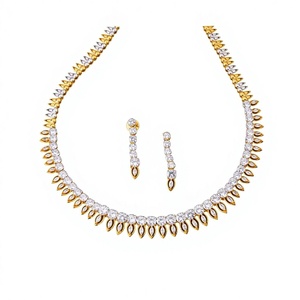 2 Tone plated classic necklace <b>set</b> with american diamond jewelry 58627 White - Product Image 1