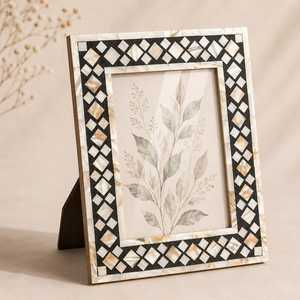 Aurelia Nova mop inlay Photo <b>Frame</b> Premium Handmade Decorative Inlay Picture Holder with Artistic <b>Black</b> & White Design, Custom - Product Image 1