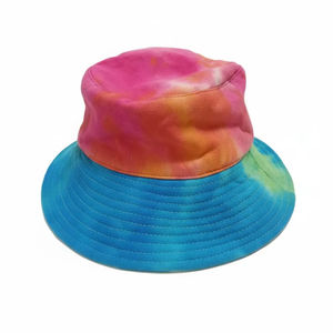 Sombrero de Sol de Verano Clásico Tipo Bucket, Personalizado, con Borde en Contraste, Teñido Anudado Multicolor, de Tela de Lino y Algodón, Suave, Ligero y Transpirable - Product Image 1