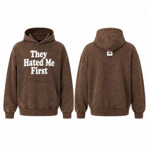 Sudadera con capucha extragrande para hombre, con cremallera, de algodón French Terry, estampado de guitarra, estilo casual, para otoño, con efecto lavado ácido - Product Image 4