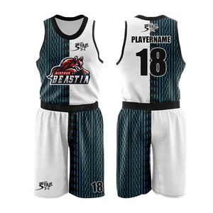 Conjunto de uniformes de equipo deportivo de baloncesto para hombre, personalizado, malla Reversible, impresión por sublimación, 100% poliéster - Product Image 1