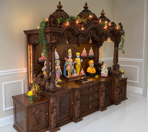 Compre un Mandir de Krishna de Madera de Gran Tamaño a Precios de Mayoreo, Templo de Madera de Lujo Hecho a Mano para el Hogar, Fabricante Exportador de EE. UU. - Product Image 5