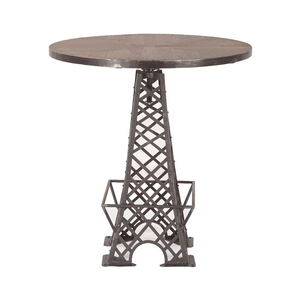 Mesa de Bar Estilo Torre Eiffel, Industrial, de Metal y Madera, con Altura Ajustable y Tablero Redondo de Madera de Mango - Product Image 2