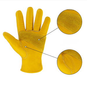 Guantes de Trabajo de Cuero Genuino Amarillos Resistentes a la Abrasión, Guantes de Seguridad para Hombre, Uso Industrial - Product Image 4