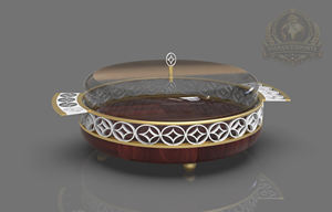 Support à gâteau en acier inoxydable et verre avec cloche en verre, support de présentation de desserts écologique pour boulangerie, blanc doré, passe au lave-vaisselle - Product Image 2