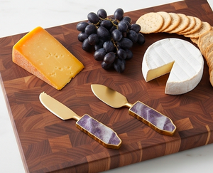 <b>Cheese</b> <b>Knife</b> <b>Set</b> With Purple Stone Handles Gold Finish Stainless Steel Blades Durable Kitchen Utensils For <b>Cheese</b> Serving - Product Image 6