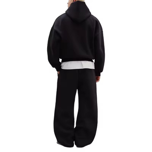 Mens <b>Light</b> Gray Hooded Sweatshirt Sweatpants Set Casual Loose Fit Full Sleeve Printed Breathable Heavyweight Cotton Tracksuit - Product Image 6