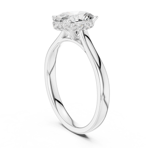 Bague de fiançailles en moissanite taille ovale avec halo, plaqué or 14 carats, alliage argent sterling 925, anneau de mariage à double sangle pour femme - Product Image 4