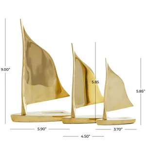 Contemporary Decorative Metal Sculpture Stylish Home Accent for Designer SpacesPremium Abstract Aluminium Gold-Plated Figurine - Product Image 2