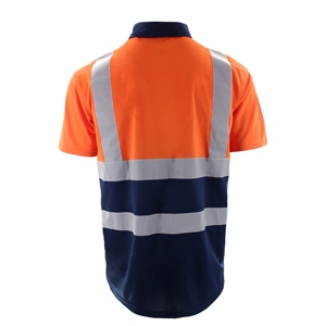เสื้อโปโลสะท้อนแสงแบบขายส่ง คุณภาพสูง แขนสั้น ตะเข็บสีตัดกัน เสื้อยืดทำงาน โพลีเอสเตอร์/คอตตอน - Product Image 4