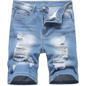 Pantalones Cortos de Mezclilla Transpirables para Hombre, Talla Grande, Cintura Baja, Estilo Veraniego, Desgastados, con Agujeros, Servicio OEM - Product Image 1