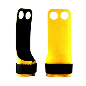 Poignées de gymnastique en cuir à 2 trous pour tractions et musculation, protection de la paume, équipement de fitness personnalisable avec logo - Product Image 1