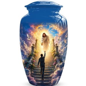 โกศบรรจุอัฐิพระเยซูคริสต์ รุ่น Stairway to Heaven สำหรับผู้ใหญ่ ขนาด 200 คิว  โกศอะลูมิเนียมขนาดใหญ่สำหรับงานศพและงานรำลึก - Product Image 1