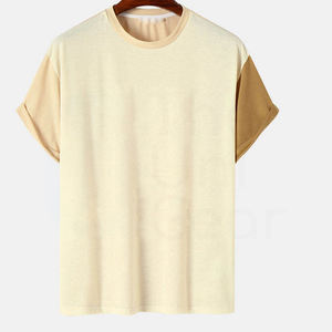 2025 nouveauté léger 100% coton hommes T-Shirts avant Logo tricoté tissu haute qualité plaine t-shirt unisexe haut extérieur - Product Image 1