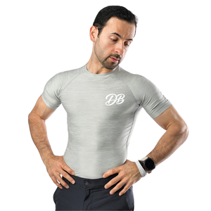 Camiseta de Compresión Gris de Manga Corta para Hombre, Cuello Redondo, Ajustada, para Gimnasio, Entrenamiento, Deporte, Ropa Deportiva, Capa Base - Product Image 4