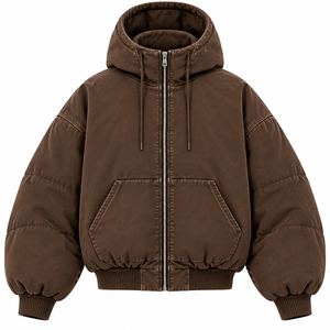 High Quality Women Acid Wash Heavyweight Fleece <b>Jacket</b> Full Zip Hooded Sweatshirt Solid Color Custom Womens <b>Puffer</b> <b>Jacket</b> - Product Image 1