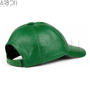 Casquettes de baseball en cuir vert vif de haute qualité, faites à la main, ajustables, personnalisées, de luxe, nouvelle mode, pour hommes adultes. - Product Image 4