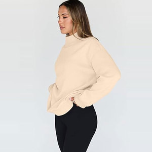 Pull en molleton de coton épais et respirant pour femme, coupe ajustée, col rond, épaules tombantes, idéal pour l'hiver, écologique et de haute qualité - Product Image 4