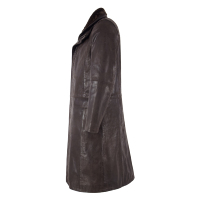 Manteau long en cuir de vache véritable pour homme avec col en fourrure amovible, manteau d'hiver en cuir de qualité supérieure, fabricant ODM sur mesure