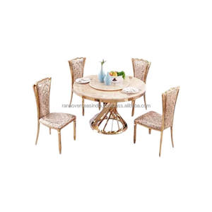 ชุดโต๊ะรับประทานอาหารหินอ่อนสุดหรูพร้อมขาเหล็กแข็งแรงและเก้าอี้แสนสบายเหมาะสำหรับทุกโอกาสในราคาที่ดีที่สุด - Product Image 4