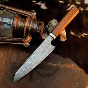 Cuchillo de Chef Profesional de Acero de Damasco Forjado a Mano, Ecológico, con Mango de Madera Pakka y Opción de Logotipo Personalizado - Product Image 1