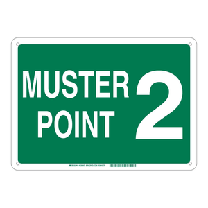 Panneau de signalisation d'urgence Brady Muster Point 2 haute visibilité pour zone d'assemblage intérieure/extérieure - Product Image 1