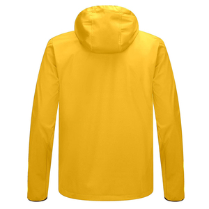 Wholesale Premium <b>Men</b> Hooded Waterproof PU Softshell <b>Jacket</b> <b>Yellow</b> Sporty Windbreaker Autumn Outdoor Wear Eco-Friendly - Product Image 2
