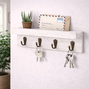Minimalist Wooden <b>Key</b> <b>Hook</b> Mail Holder <b>Wall</b> Mount Organizer Perfect <b>For</b> Office Home Entryway Storage And Display From India - Product Image 6