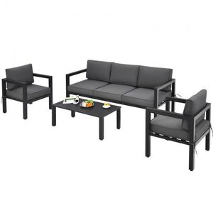 Set di Mobili da Giardino 4 Pezzi, Sedute Girevoli Resistenti per Cortile, Bordo Piscina, Veranda - Product Image 3