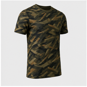 Camiseta de Manga Corta para Hombre con Estampado de Camuflaje en Bronce Oliva Personalizada, Cuello Redondo, MTS-CAMO-0026 - Product Image 4