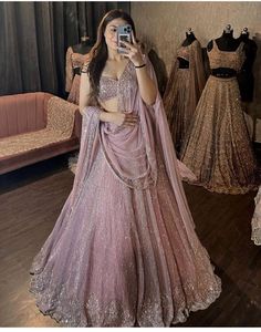Designer Wedding Wear Soft <b>Net</b> Embroidered Sequin Lehenga Choli Set with <b>Dupatta</b> Semi Stitched - Product Image 2