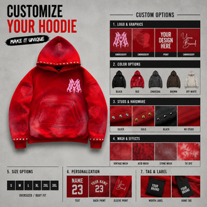 Custom Men's <b>Red</b> Hoodie Oversized Fit Streetwear Rhinestone <b>Hoodies</b> Heavyweight 100% Cotton Hoodie Men FRENCH TERRY Hoodie - Product Image 5