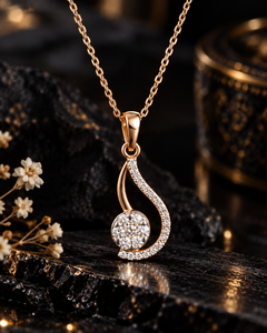 Collier pendentif goutte d'eau en argent sterling 925 plaqué or rose, bijou avec diamant de laboratoire taille brillant, certifié IGI, cadeau - Product Image 4