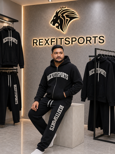 Men Tracksuit Screen Printing <b>Zip</b> <b>Up</b> <b>Hoodie</b> Jogger Set Heavyweight Fleece <b>Black</b> Streetwear Sweatsuit Private Label Manufacturer - Product Image 5