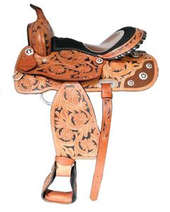 Selle de trail western en cuir américain la plus vendue, selle de cheval western en cuir véritable, harnais pour l'équitation - Product Image 1