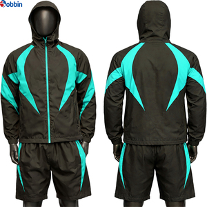 Ensemble coupe-vent unisexe pour homme, confortable, avec logo personnalisé, patchwork réfléchissant, veste zippée, short de sport en nylon, ensembles de survêtements - Product Image 5