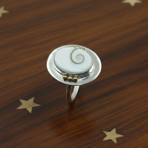 Natural Shiva Eye Shell <b>Ring</b> 925 Sterling <b>Silver</b> Brass Ball Handmade <b>Statement</b> <b>Ring</b> Rose Gold Yellow Gold Plated Jewelry - Product Image 1