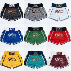 Custom OEM Muay Thai Cargo Knitted Shorts High Density Canvas Button Fly Professional Kickboxing Combat <b>Trunks</b> - Product Image 1