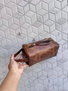 Nuevo Organizador de Artículos de Aseo de Cuero Genuino de Diseño, Kit de Afeitado para Hombre y Mujer, Bolsas de Cosméticos de Viaje de Cuero Real, Bolsas de Maquillaje - Product Image 2