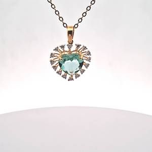 Pendentif double cœur en or massif 18 carats et 14 carats, diamants naturels certifiés, bijoux romantiques pour mariage - Product Image 1