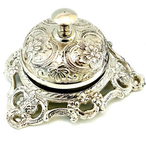 Cloche de table en laiton gaufré, décorative pour bureau et hôtel, objet de collection, en laiton massif, style floral, cloche de service de bureau - Product Image 4